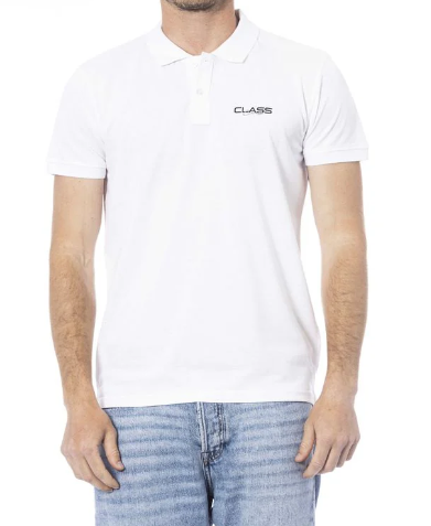 Cavalli Class White Cotton Polo Men's Shirt