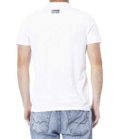 Cavalli Class White Cotton Polo Men's Shirt