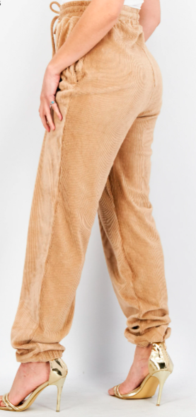 WOMEN DRAWSTRING CORDUROY JOGGER PANTS