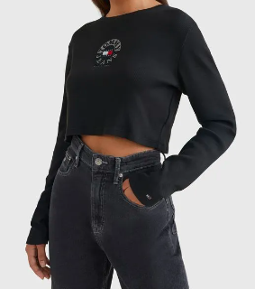 WOMEN'S TOMMY JEANS LONGSLEEVE CROP TOP