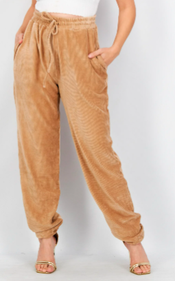 WOMEN DRAWSTRING CORDUROY JOGGER PANTS