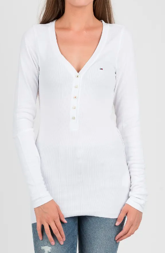 WOMAN'S TOMMY JEANS ORIGINAL RIB HENLEY