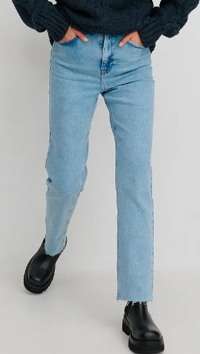 NA-KD High Waist Raw Edge Denim